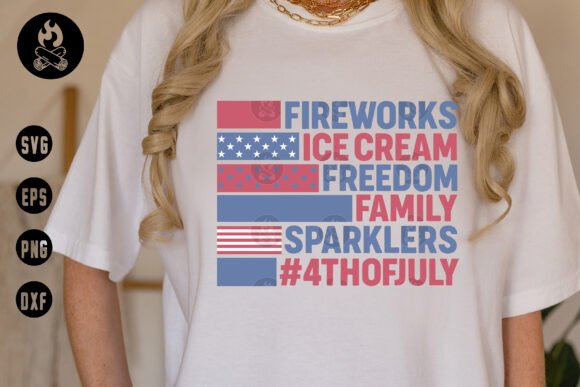 4th of July Word Art SVG, Red White Blue