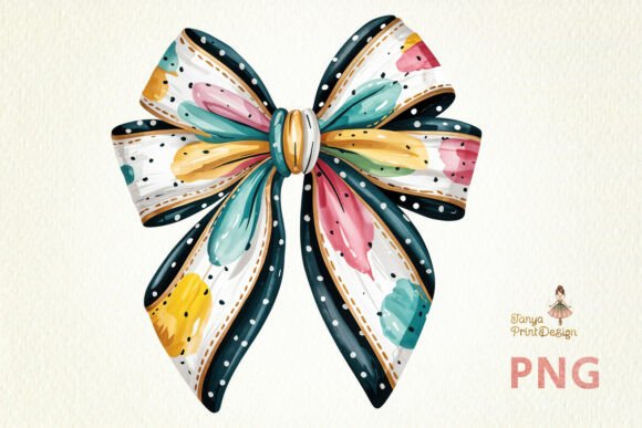 Colorful Bow Clipart PNG Sublimation for Creative Expression