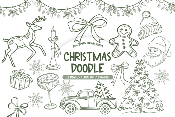 Elevating Holiday Designs with a Versatile Christmas Line Art Clipart SVG Set
