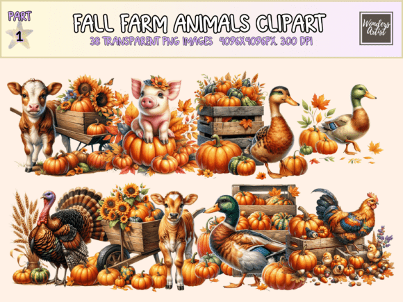 Fall Farm Animals Clipart: A Cozy Addition to Your Creative Projects