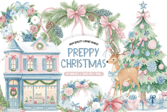 Mastering the Preppy Aesthetic: How Pastel Christmas Deer Clipart Transforms Holiday Design