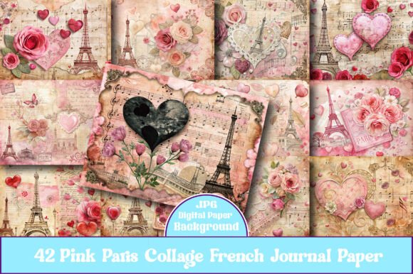 Pink Paris Collage French Journal Paper