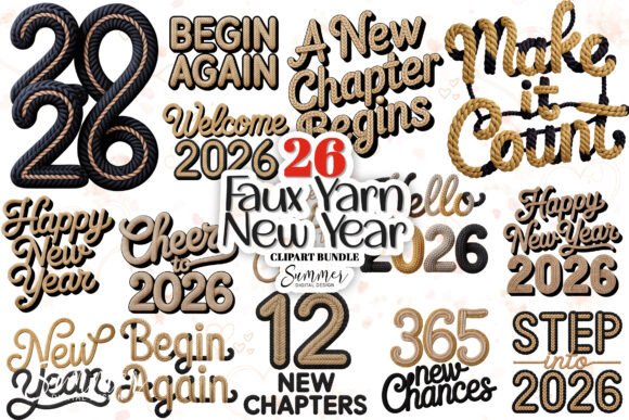 Planner Faux Yarn New Year 2026 Clipart: A Creative Addition to Your Design Toolkit