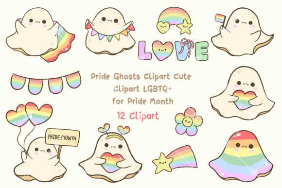 Pride Ghosts Clipart for Creative Expression and Inclusive Design