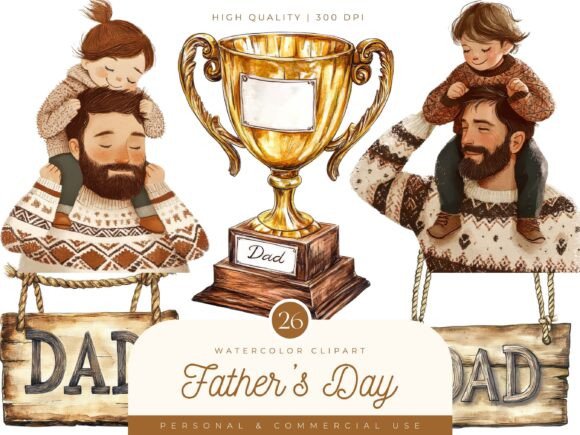 Watercolor Fathers Day Clipart