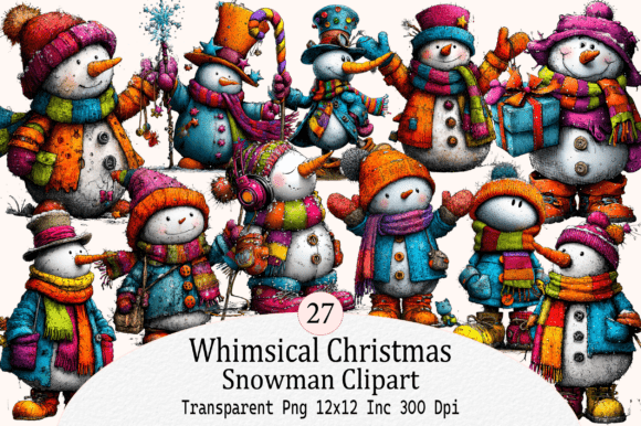 Whimsical Christmas Snowman Clipart