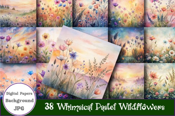 Whimsical Pastel Wildflowers: A Versatile Digital Design for Creative Projects