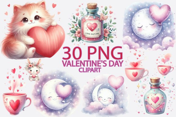 Whimsical Valentine's Day Clipart PNG